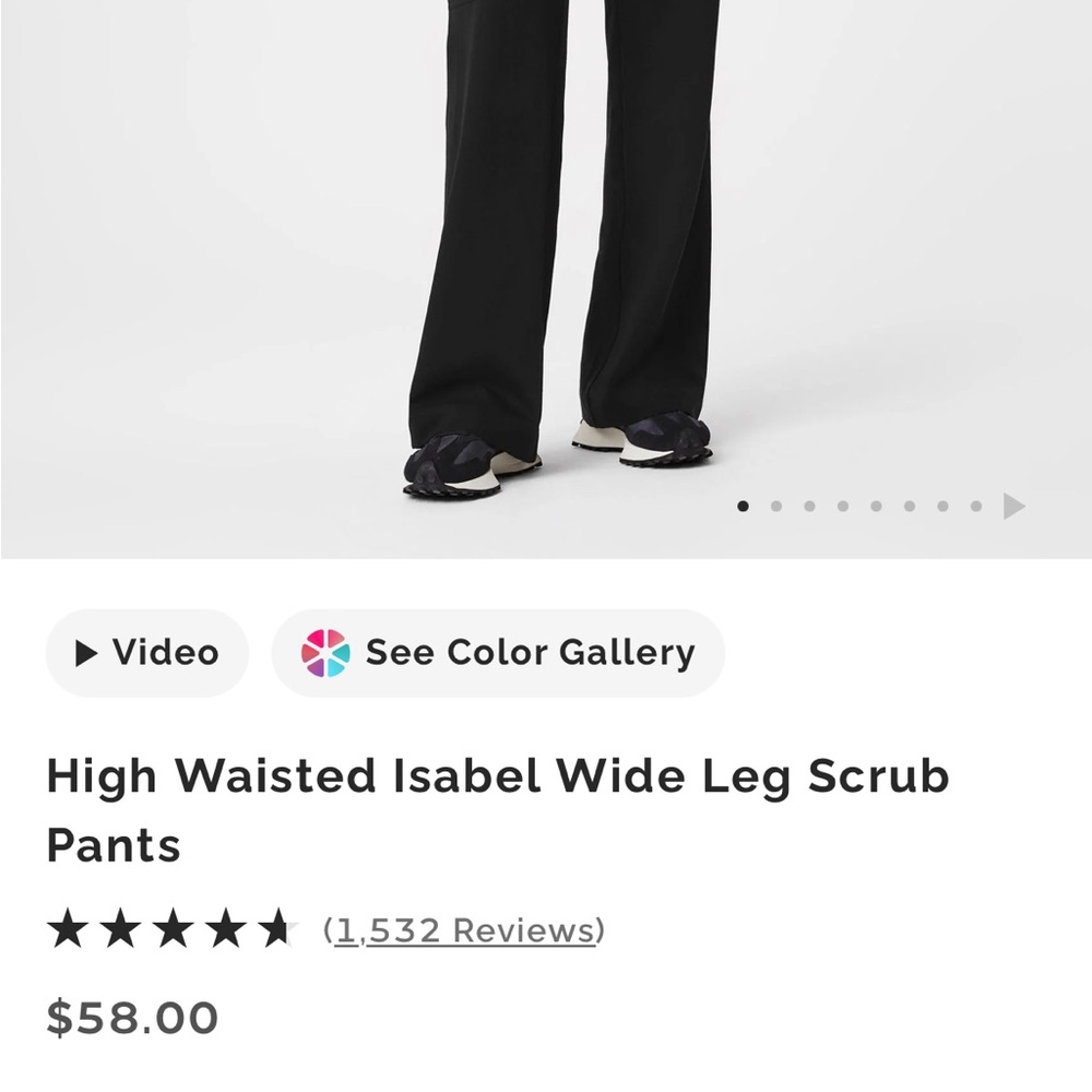 Figs Black High Waisted Isabel Wide Leg Scrub Pants